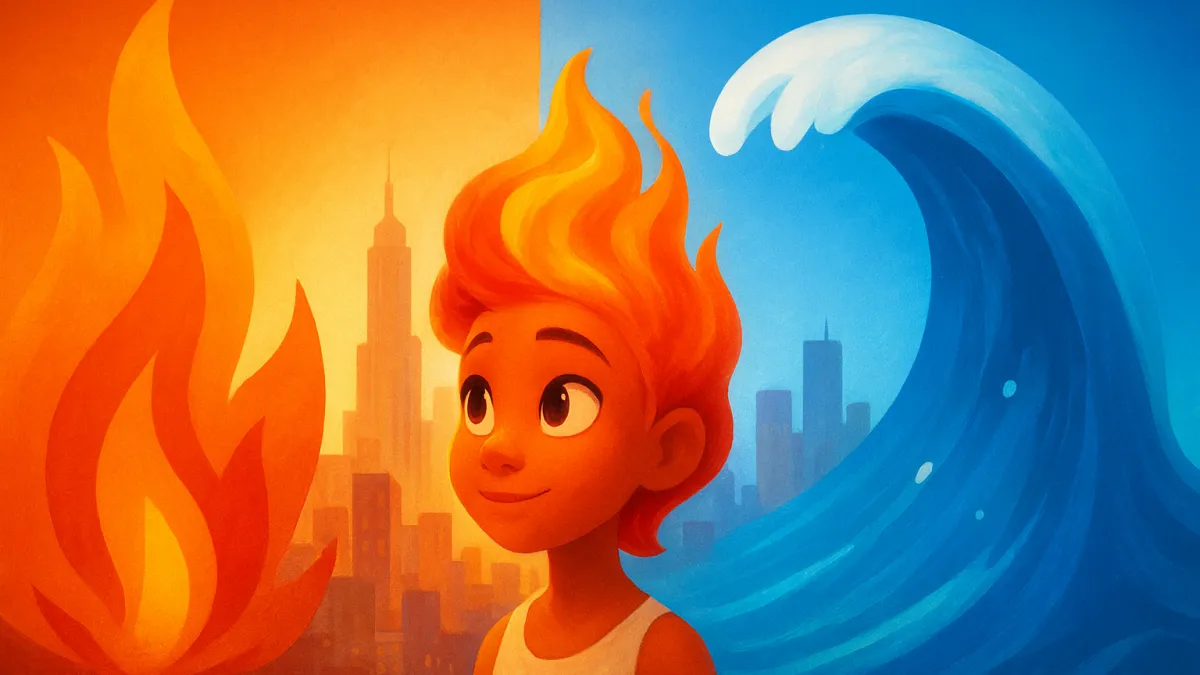 Elementos Pixar fogo água cidade imigração Ember Wade