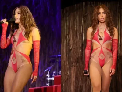 Anitta estreia turnê com body ultracavado e troca de roupa no palco
